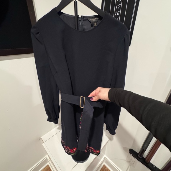 Ted Baker Dresses & Skirts - Ted Baker Dark Blue Long Sleeve Dress with Belt